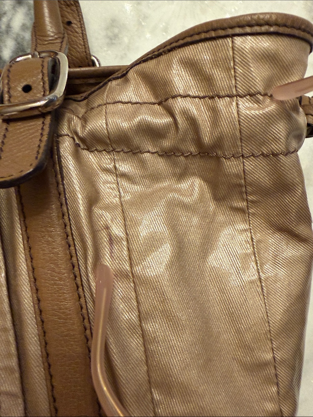 Tod’s coated canvas large shopper G-Bag in Champaign color - Picture 10 of 16